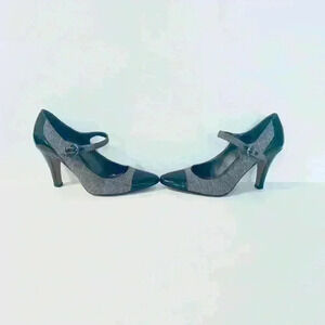 Circa Joan & David Women’s Size 7.5 Heels w/ Plaid Fabric & Black Patent Leather